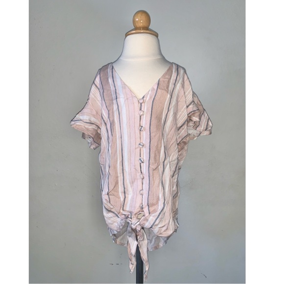 SIM & SAM KIDS PINK STRIPED SHIRT - Picture 2 of 3